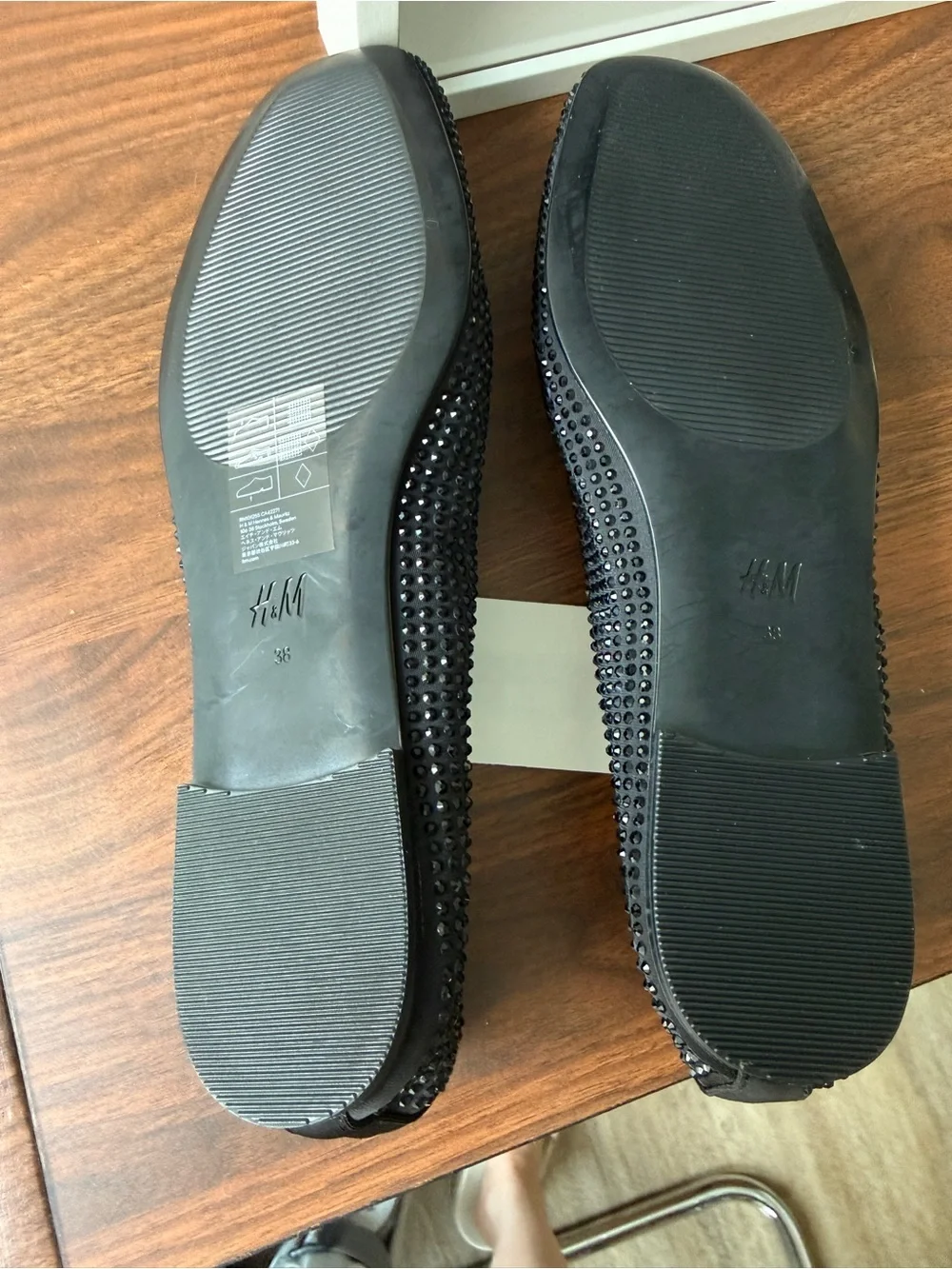 H&M crystal square toe flats - NWT! 38